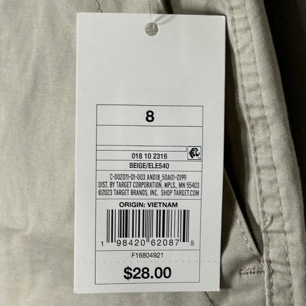 A New Day‎ Womens Khaki Chino Cropped Pants Size 8 Cotton Stretch Casual NWT